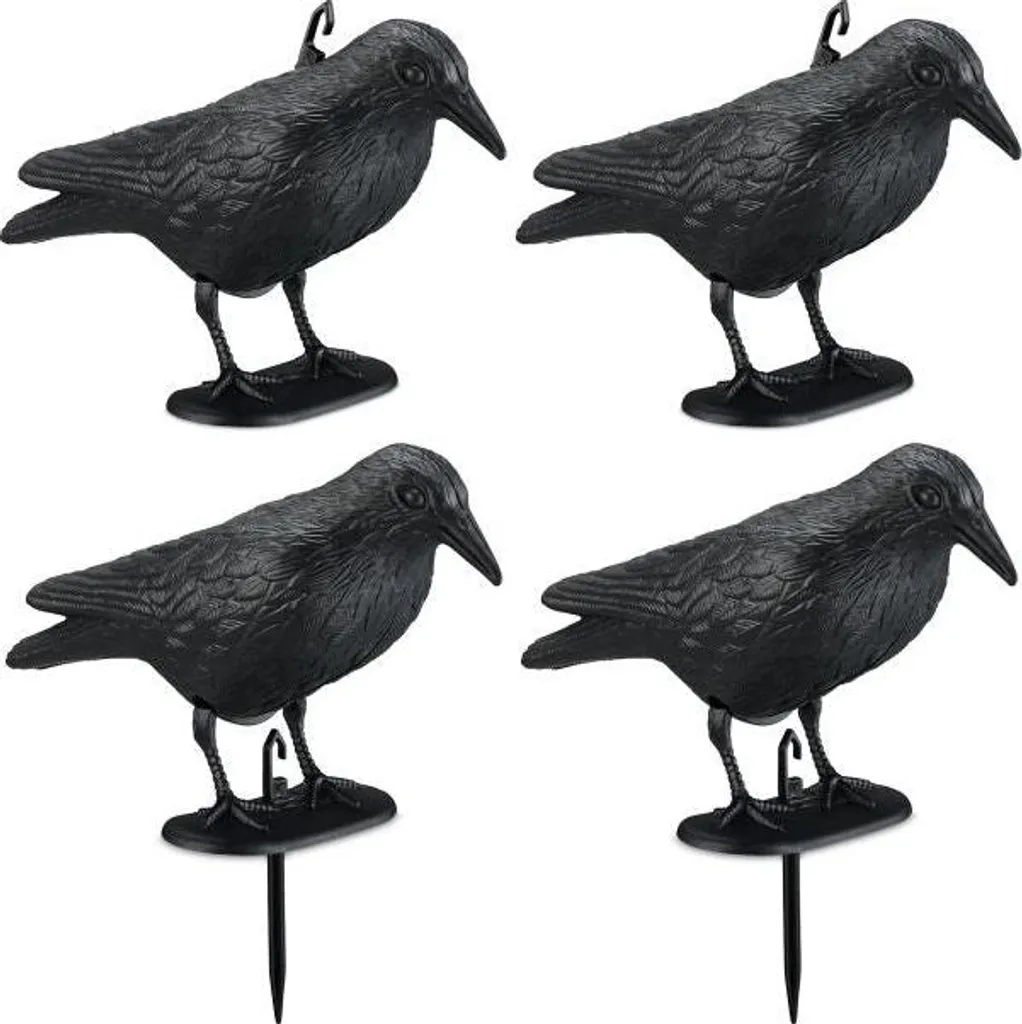 Corbeau effaroucheur en plastique robuste - Lot de 4 pièces anti-UV