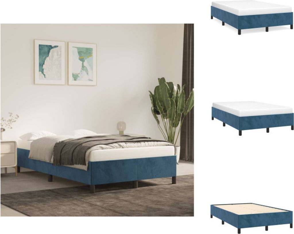 vidaXL Bettgestell Dunkelblau 120x200 cm Samt - Betten & Bettgestelle