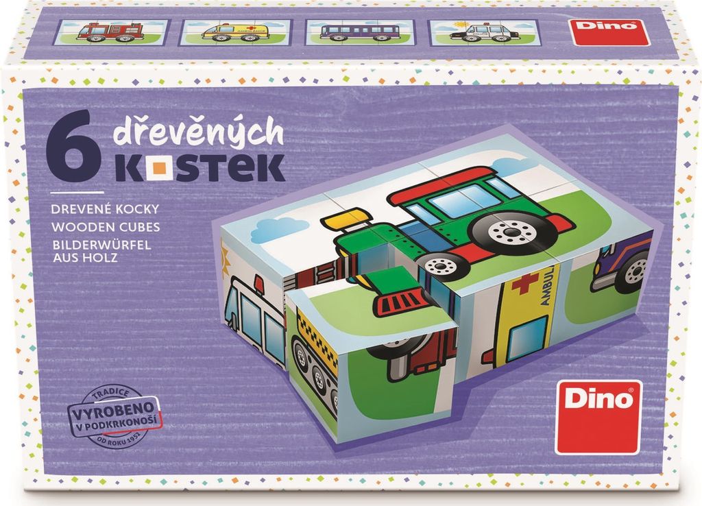 DINO Bildwürfel Transport, 6 Würfel