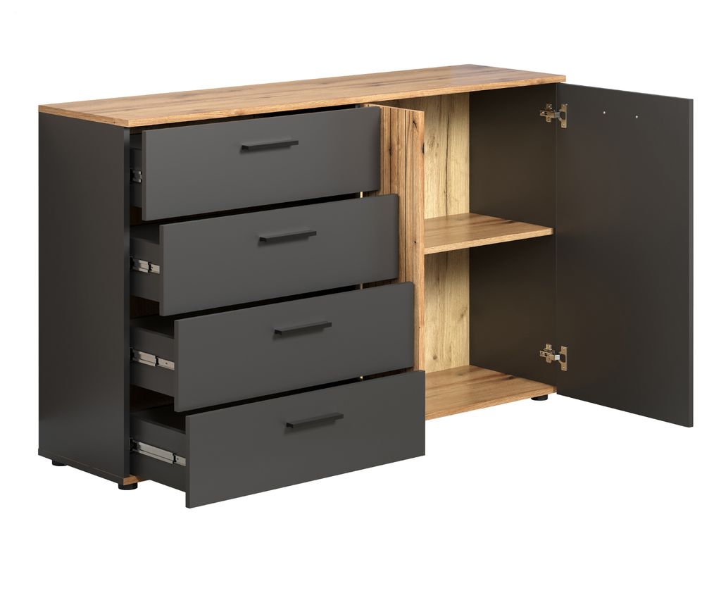 Sideboard "Avila" Kommode in grau mit Evoke Eiche 139 x 86 Produktbild 