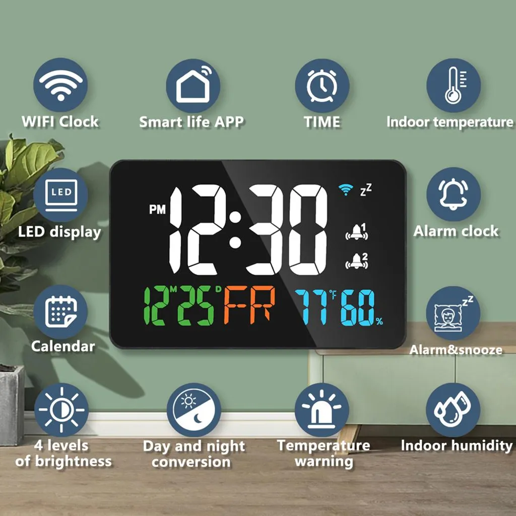 Horloge connectée LED avec luminosité réglable et capteurs de précision - 3