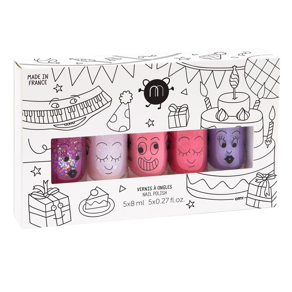 Kinder Party Nagellack Set Sheepy 8ml + Polly 8ml + Cookie 8ml + Kitty 8ml + Piglou 8ml