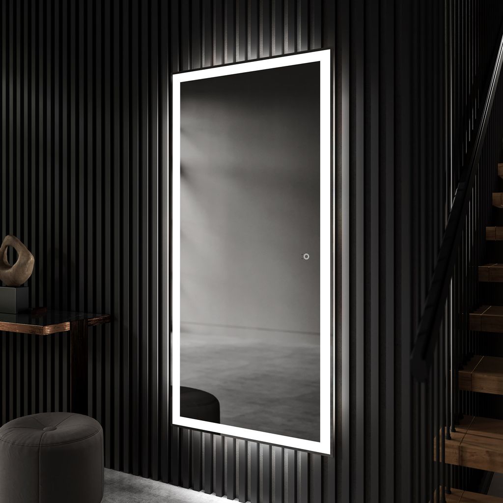 Artforma Badspiegel 90x160 cm - mit LED Beleuchtung - Großer Wandspiegel mit LED Beleuchtung - LED Farbe Kaltweiß 7000K - Individuell Nach Maß -...