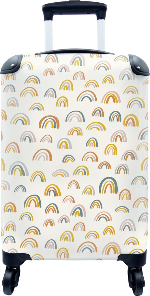 MuchoWow MuchoWow Koffer Handgepäck Trolley Rollkoffer Kleine Reisekoffer mit 4 Rollen - Regenbogen - Pastell - Kinder - Cabin Size < 55x40x23...