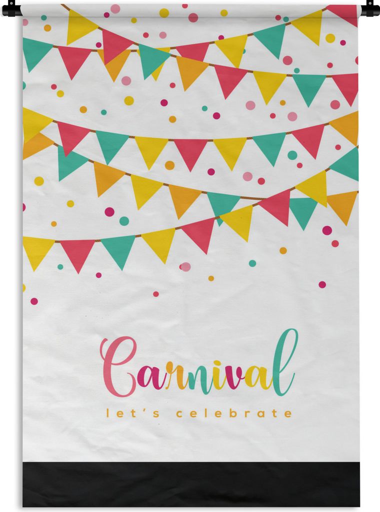 MuchoWow Wandteppich Wandbehang "Karneval" mit Fahnen und Konfetti 60x90 cm Tapisserie Dekoration Wandtuch - Foto-Teppich - Abwaschbar