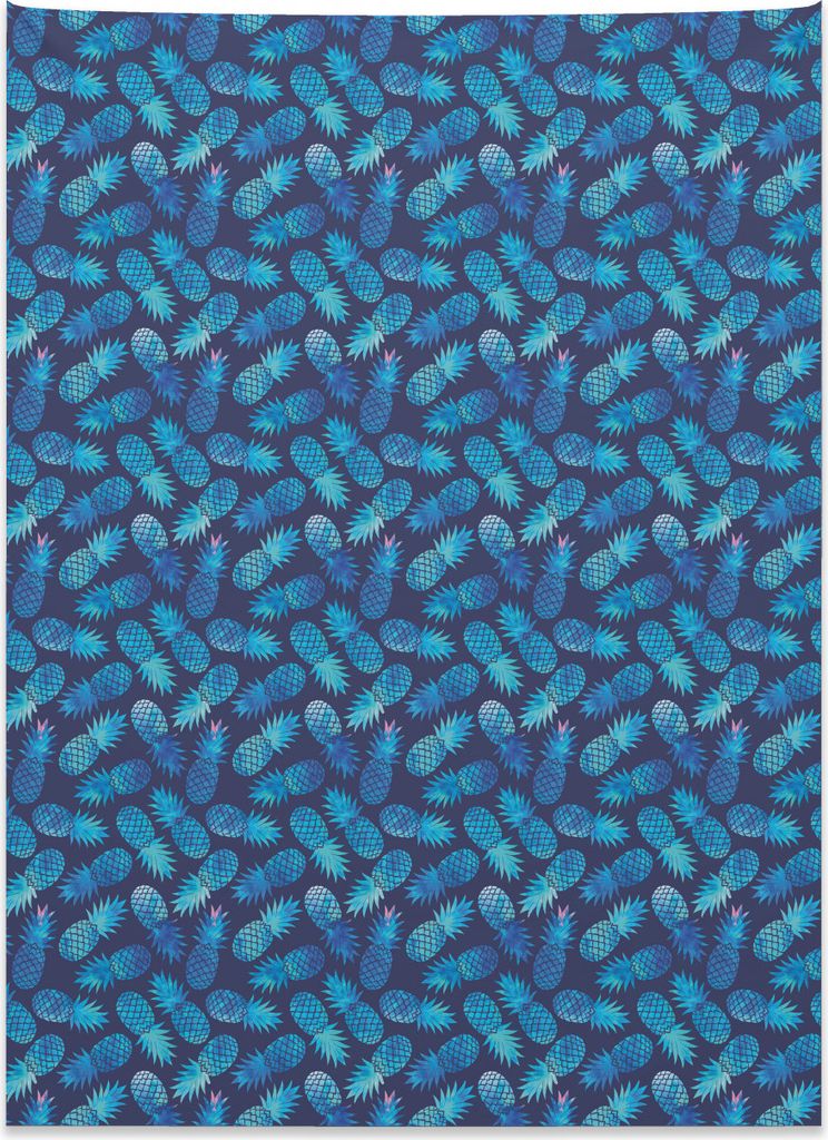 Abakuhaus Pastell Wandteppich, Tropisches Ananas-Blau aus Weiches Mikrofaser Stoff Kein Verblassen Klare Farben Waschbar, 110 x 150 cm, Hellblau Du...