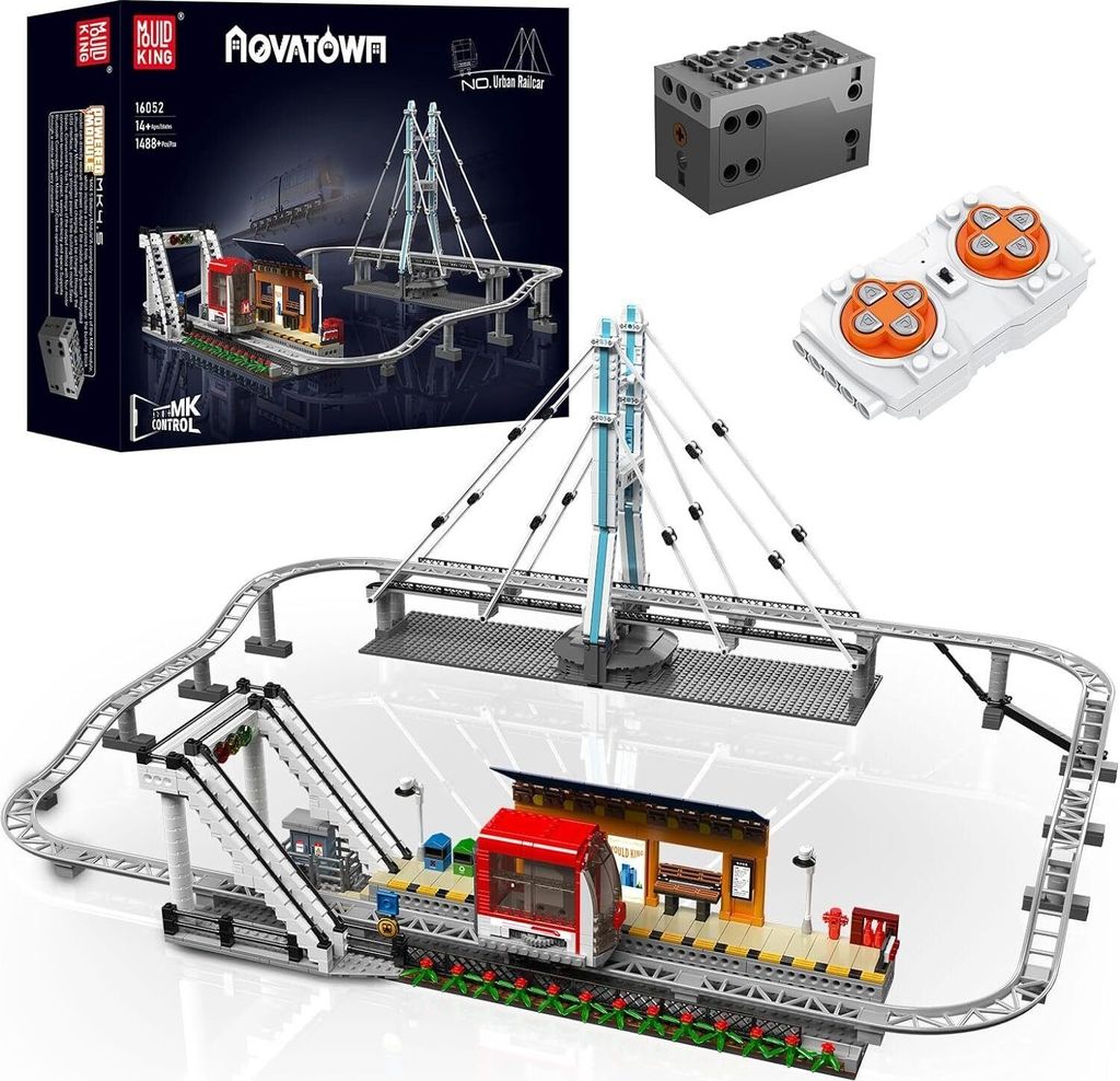 Mould King Konstruktionsspielsteine 16052 Ferngesteuerter Stadtbahn MOC Klemmbausteine 1488 Teile