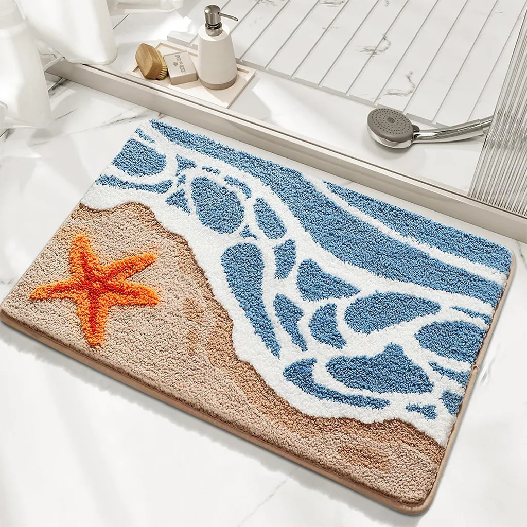 Tapis pour chambre et salon motif marin absorbant et antidérapant 50x80