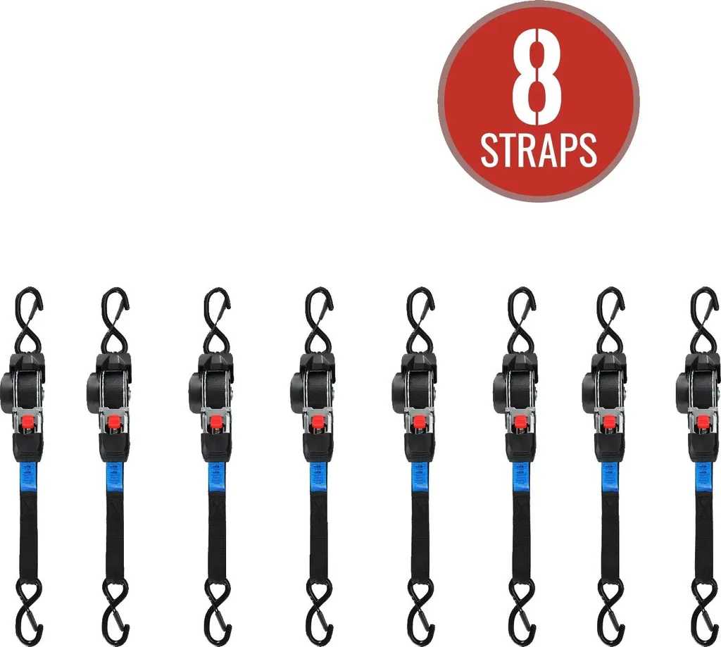 Sangles auto-rétractables pour remorque et transport lot de 8 pièces