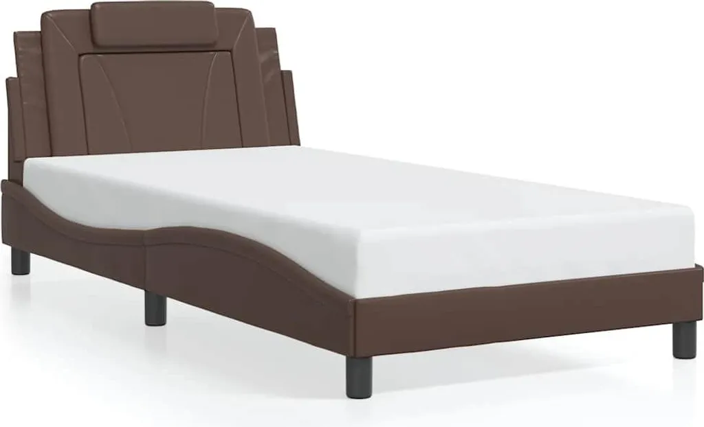 Lit Adulte 100x200 cm Marron Viana Idéal pour Petite Chambre ou Amis