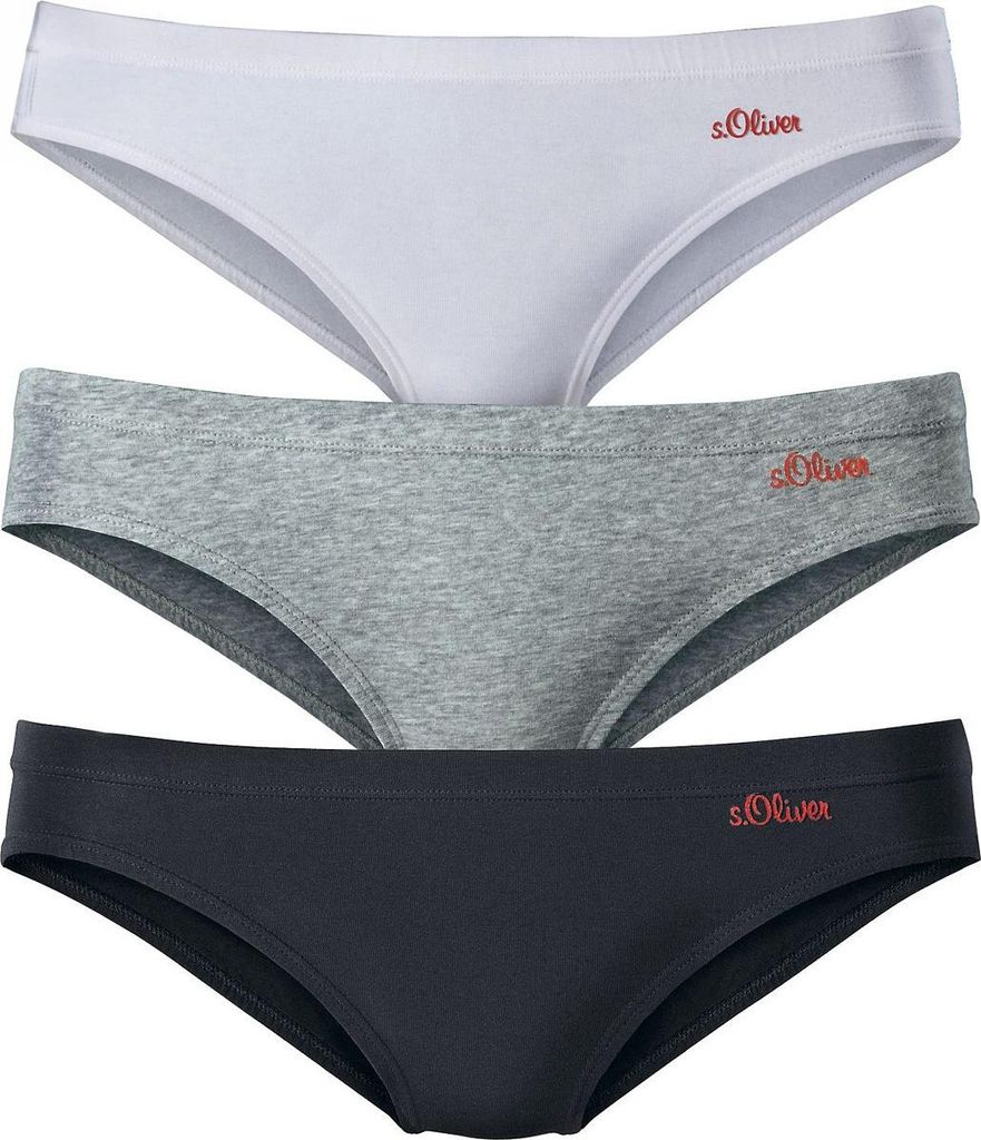 s.Oliver Bikinislip 3 -teilig grau, schwarz, weiß Größe 44/46