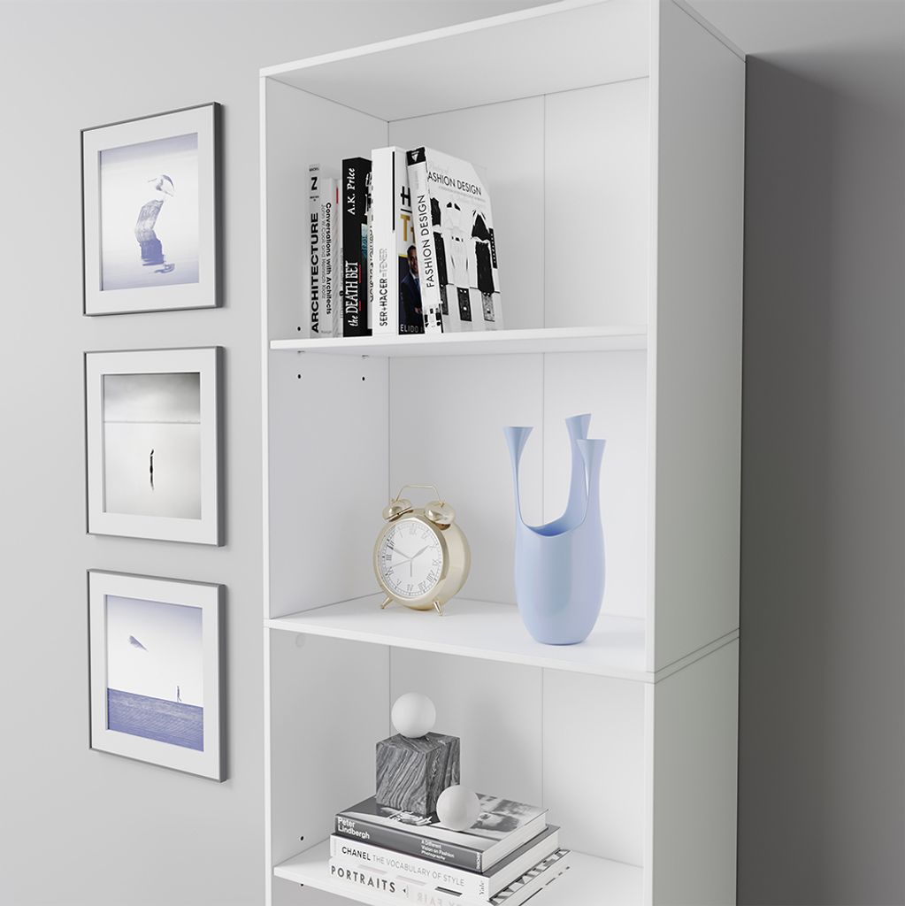 HOMCOM wandplank, boekenplank met 2 planken, 76 cm x 40 cm x 178,5 cm, modern design, wit HOMCOM wandplank, boekenplank met 2 planken, 76 cm x 40 cm x 178,5 cm, modern design, wit