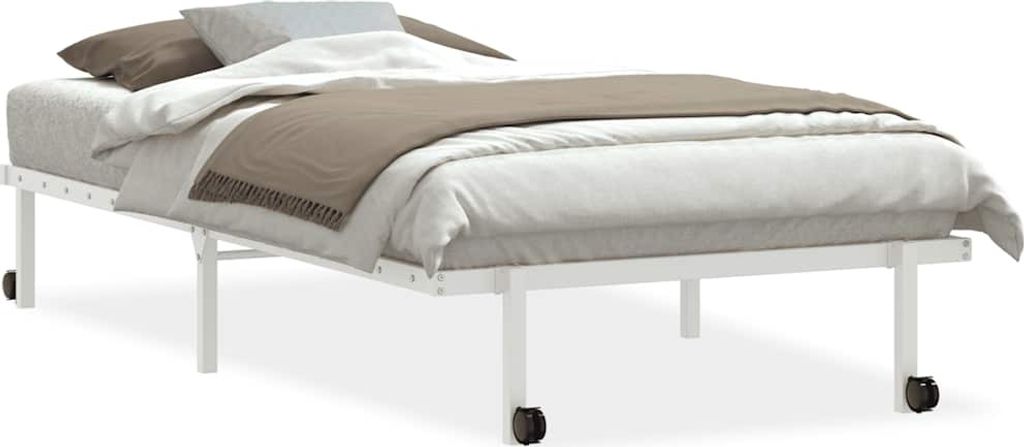 vidaXL Bettgestell ohne Matratze Klappbar Weiß 100x190 cm Stahl