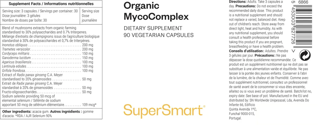 Complément Alimentaire Champignons Bio Organic MycoComplex 90 Gél.