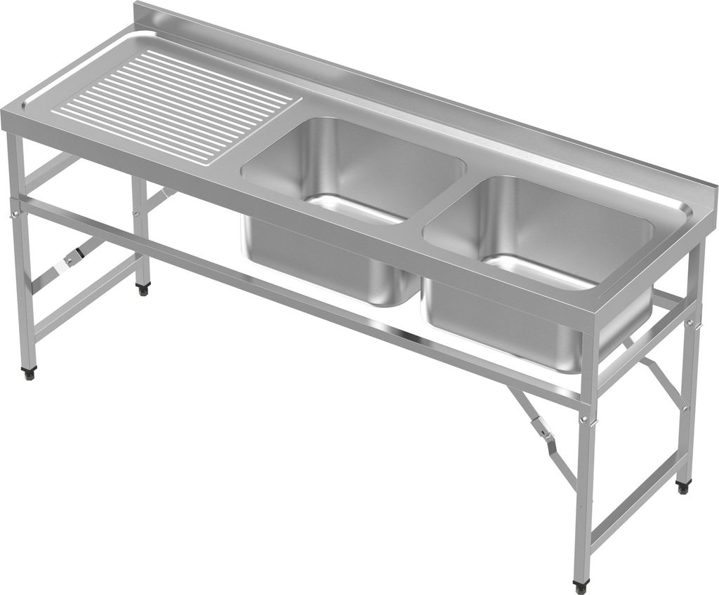 CHEFGASTRO 600 Zusammenklappbare Spültisch 1800 2R BxTxH 1800x600x910mm
