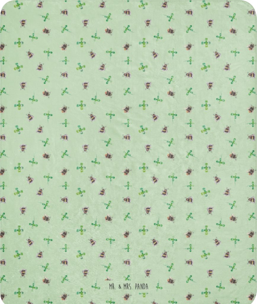 Mr. & Mrs. Panda Kuscheldecke Hummeln Kleeblatt 130 x 155 cm - Grün - Geschenk, Biene Deko, Hummel, Schmusedecke, Spruch Positiv, glücklich sein,...