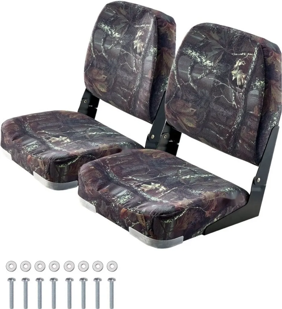 Siège bateau dossier bas pliable en lot de 2 camouflage haute résistance