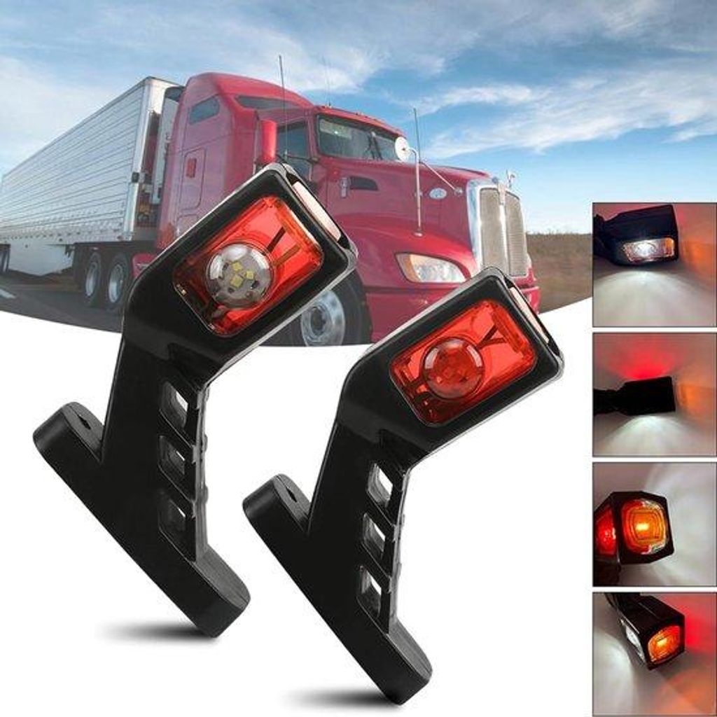 2x 9LED-Seitenmarkierungsleuchten 24V Gelb Weiß Rot Warnleuchten