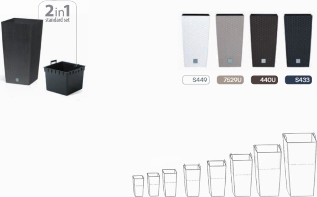 Blumentopf + Einsatz Blumenkübel Rattan RATO SQUARE DRTS170 Produktbild 20