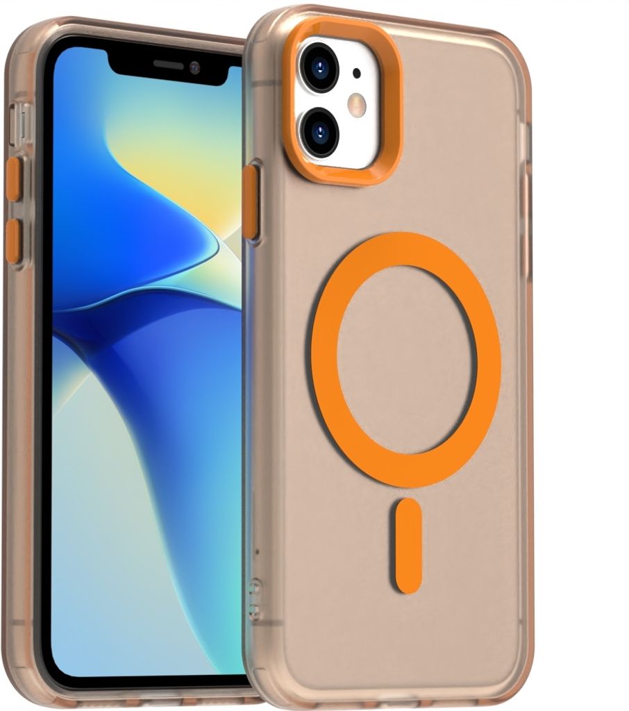 Handyhülle für iPhone 12 Pro, Hülle Kompatibel mit MagSafe, Schlank Durchscheinend Matt Stoßfest Schutzhülle Orange