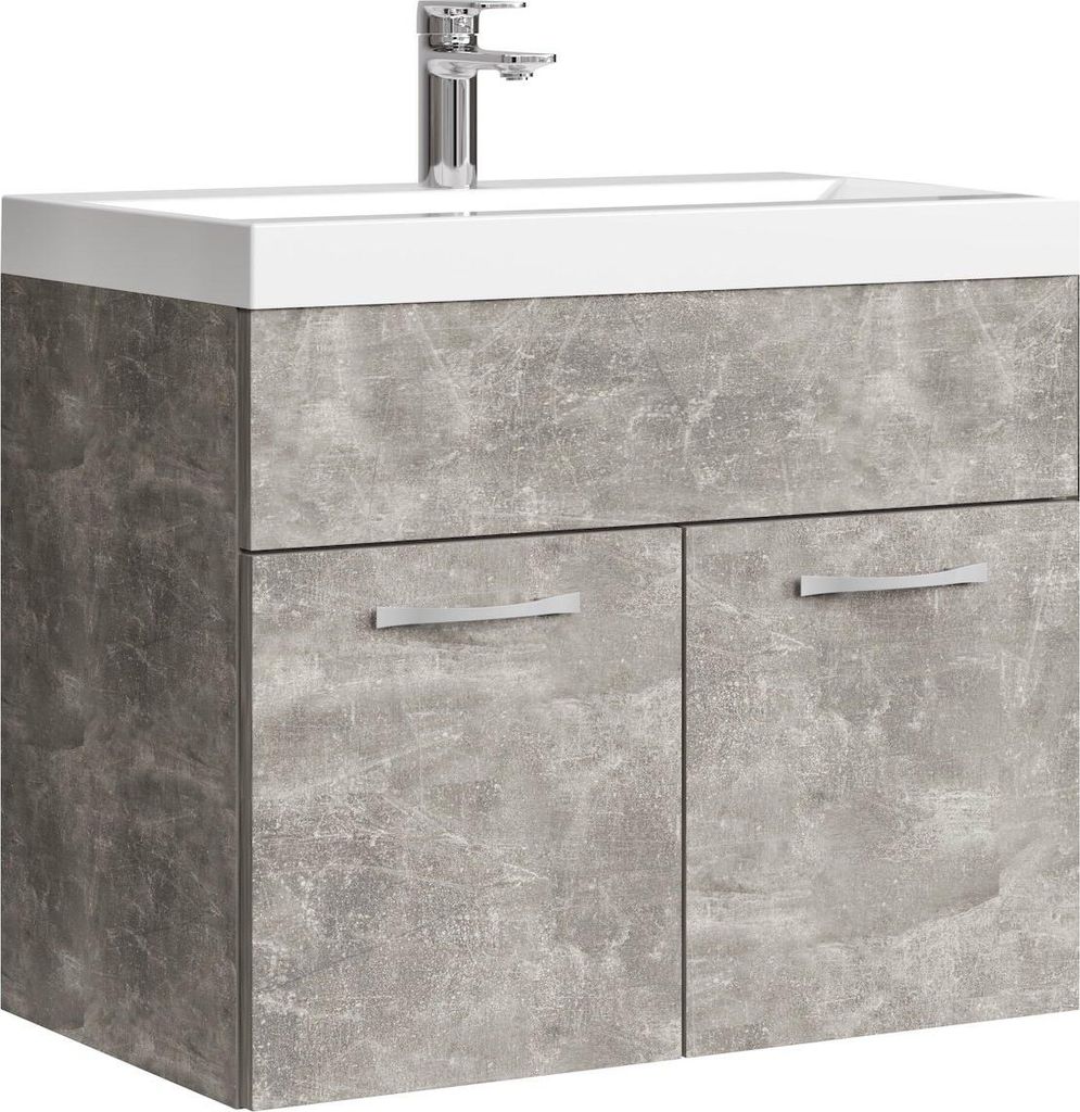 Badplaats Badmöbel Set mit Waschbecken und Unterschrank Montreal 01 60 x 35 cm Beton Grau - Waschbeckenunterschrank mit Waschbecken