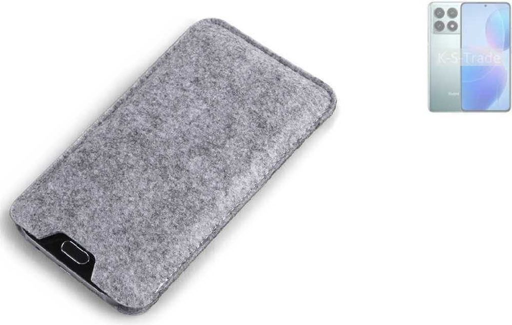 K-S-Trade Filz Handyhülle kompatibel mit Xiaomi Redmi K70 Pro Schutzhülle Filztasche Filz Tasche Case Sleeve Handy Hülle Filzhülle grau