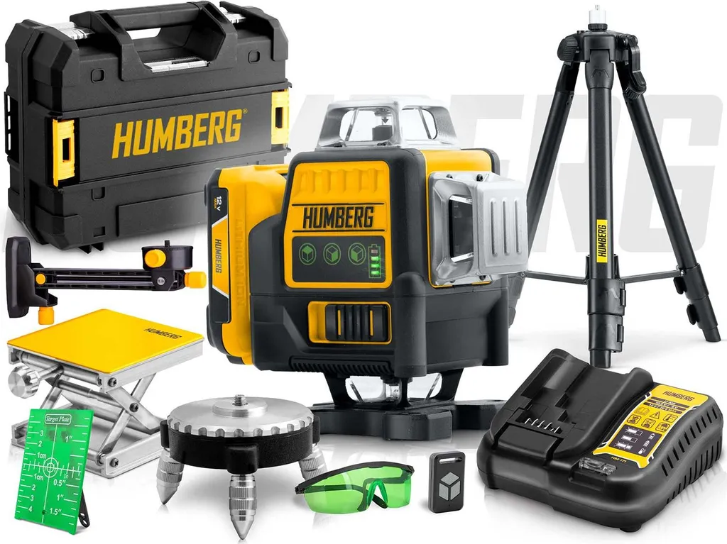 Niveau Laser de Chantier Rouge avec Trépied Ajustable et Coffret Rigide
