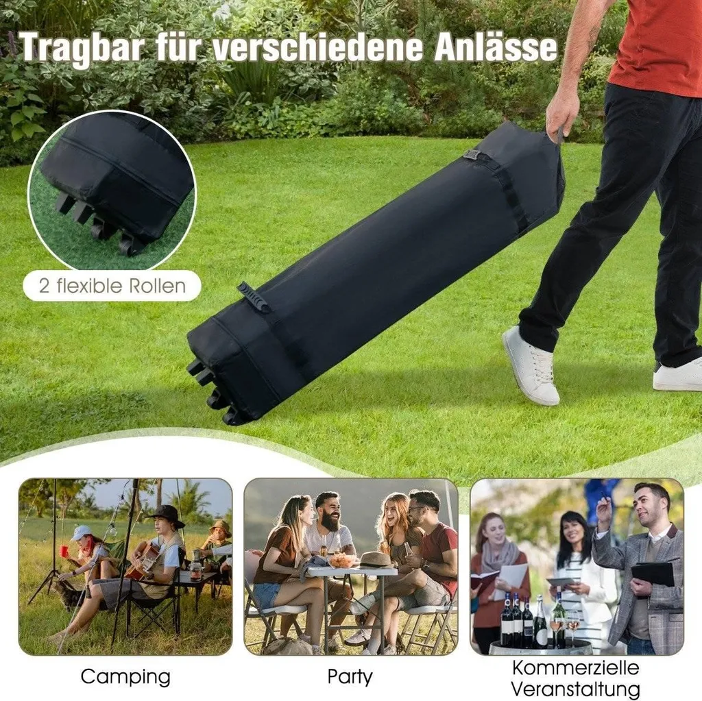 Tonnelle pliante anti-UV 50+ 3,6x3,6 m kaki avec moustiquaire intégrée