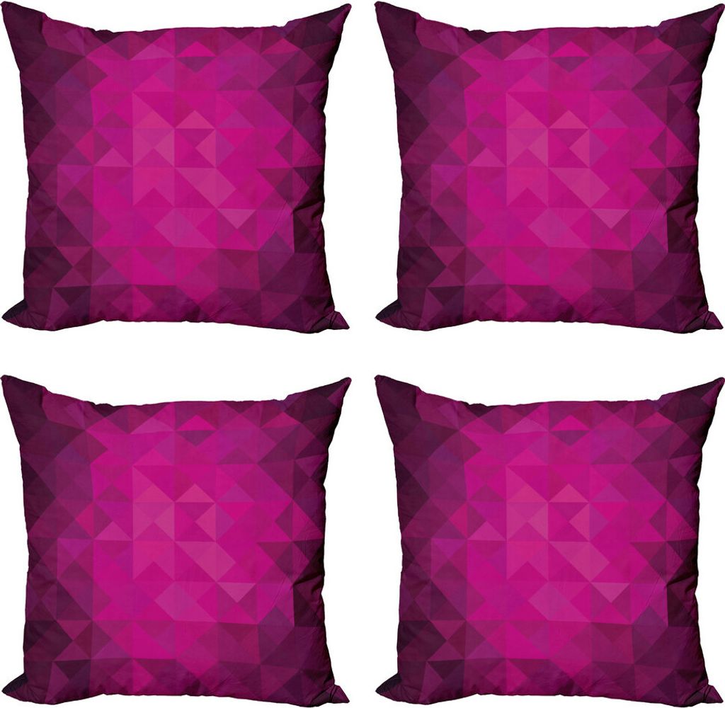 ABAKUHAUS Hot Pink Kissenbezug Set (4 Stück), Expressionismus Inspired Art, Moderner Doppelseitiger Digitaldruck, 40 cm x 40 cm, Pink Lila Pflaume