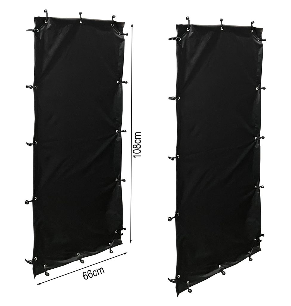 Wetterschutz Set Seitlich 66 x 108 cm, 2 Seiten für Kaminholzregal T/H 70 x 145 cm, Polyester Schwarz