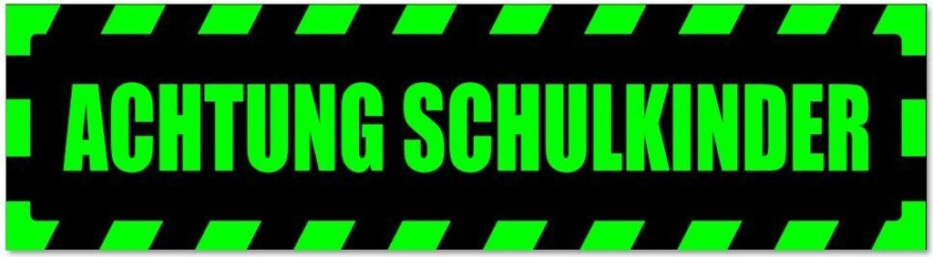 Kiwistar - Autoaufkleber - Grün - Schwarz - 45 x 12 cm - Achtung Schulkinder gestreift - Hinweis Aufkleber Sticker für Auto, Kfz, Fahrrad, PKW, LKW