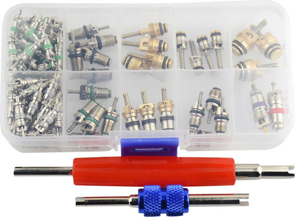 AC-Ventileinsatz-Kit für Auto-Klimaanlage 134a Kältereifen-Ventilschaftkern-Set Ventileinsatz-Entferner-Installationswerkzeug-Set