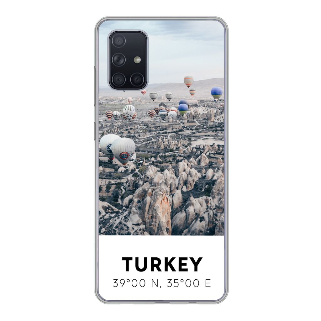 MuchoWow Handyhülle Schutzhülle Hülle für Samsung Galaxy A51 5G Türkei - Felsen - Luftballons Silikon Softcase Handy Hülle - Abbildung
