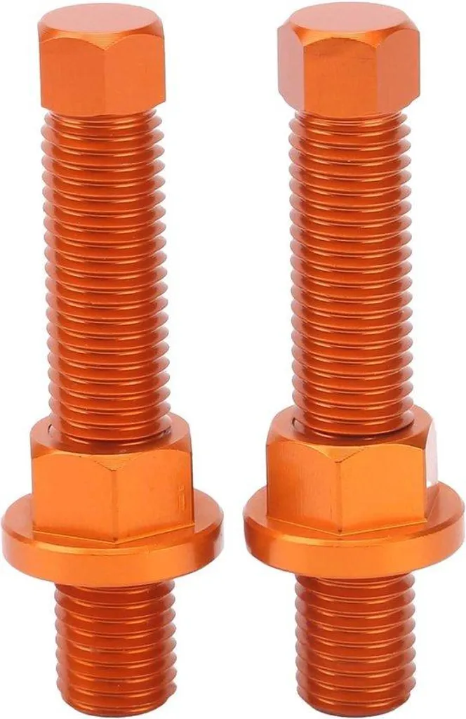 Écrous de tendeur de chaîne orange anti-jeu, 2 pièces pour axe de roue