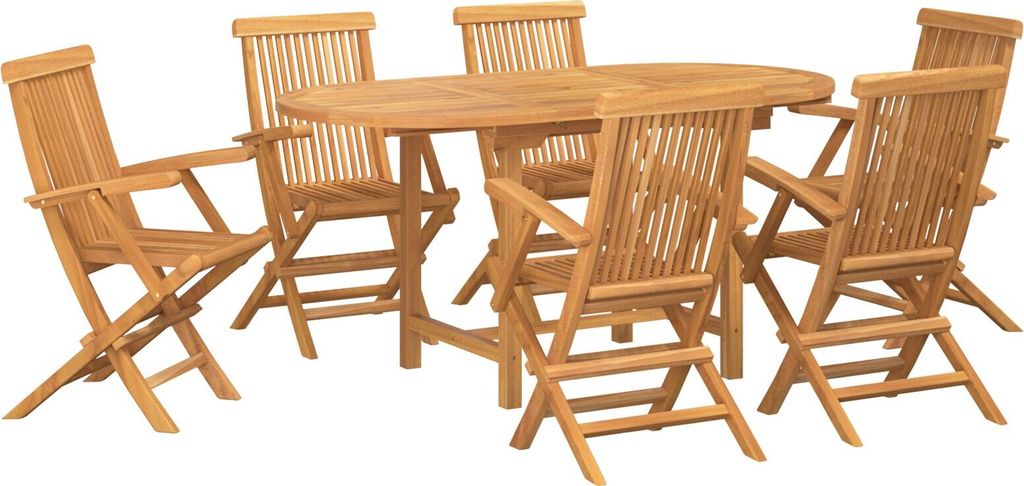 Möbel 7-teiliges Garten-Dining-Set aus massivem Teakholz - Gartentische 3157131