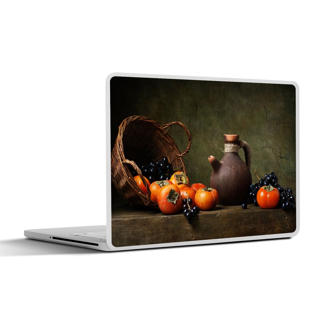 MuchoWow Laptop Aufkleber Sticker Cover Rustikal - Obst - Korb - Stilleben 25x18 cm - Laptop-Deko