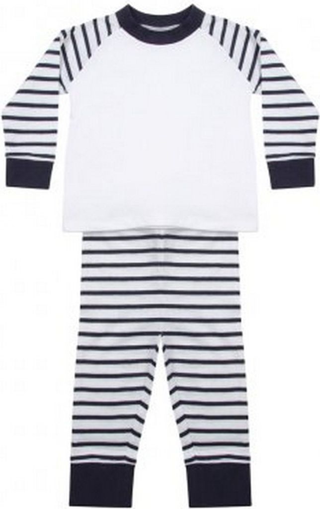 Larkwood Baby Jungen/Mädchen Gestreifter Schlafanzug PC3089 (74-80) (Marineblau/Weiß)