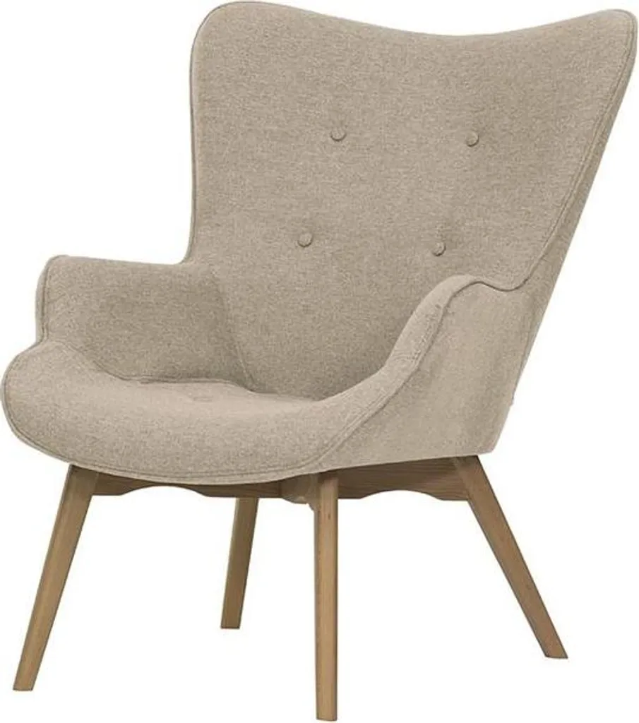 Fauteuil Bergère Ducan Malmo-Malmo 8 avec pieds en Chêne clair massif