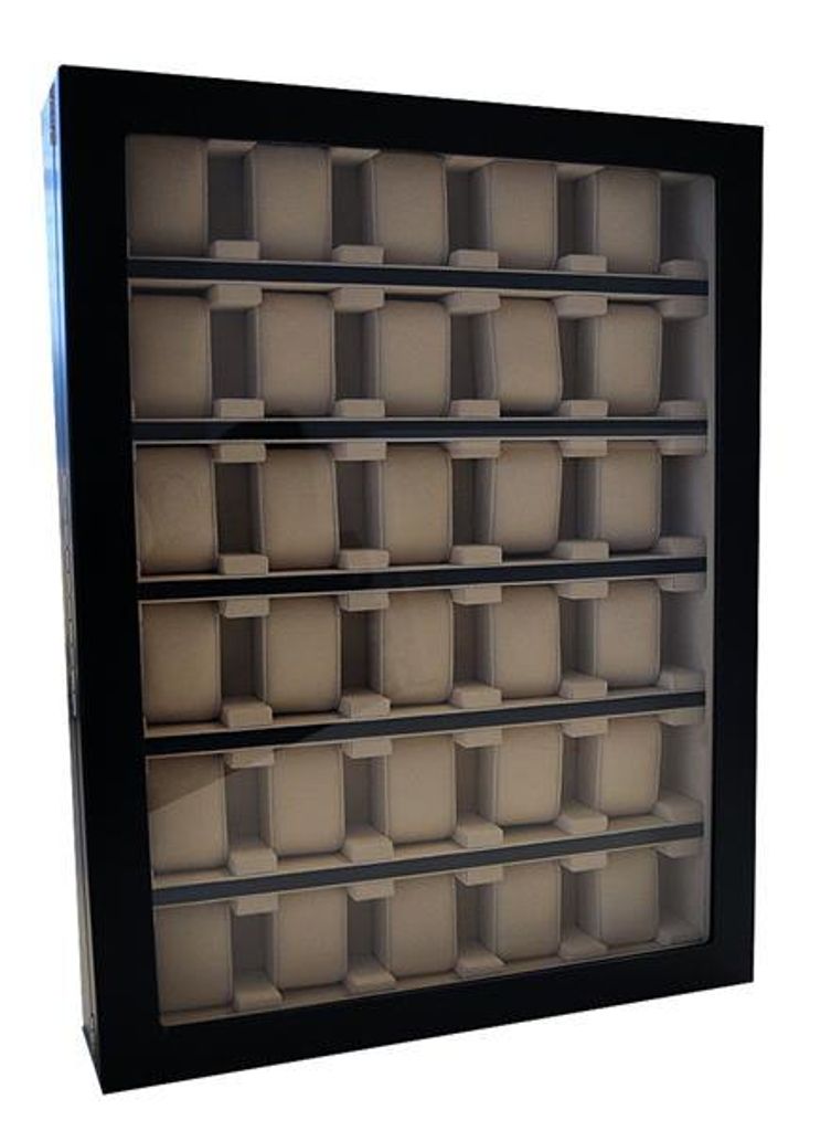Uhrenvitrine Wandvitrine für 30 Uhren schwarz mit Sichtfenster