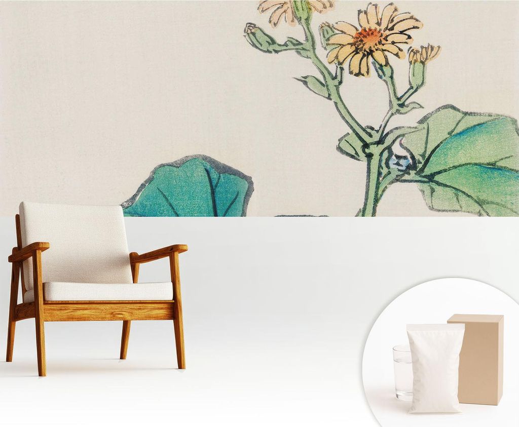 Fototapete - 250x104 cm - Tapete - Wandtapete - Wandbilder - Dekofolie - Tapete Folie - Wand - Dekoration - Wohnzimmer - Blüte und Blätter