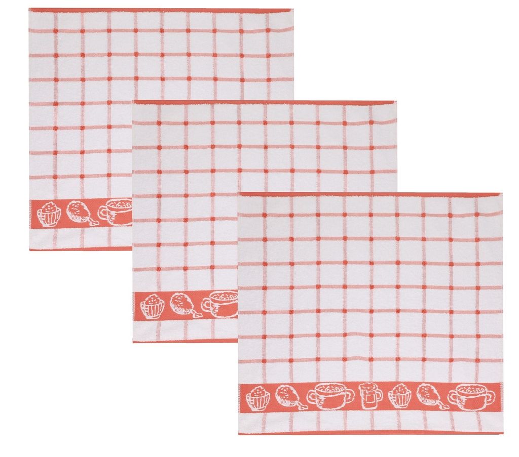 Betz 3er Set Küchentücher Guten Appetit 100% Baumwolle Größe 50 x 70 cm Farbe: rot Küchenhandtuch Geschirrtuch