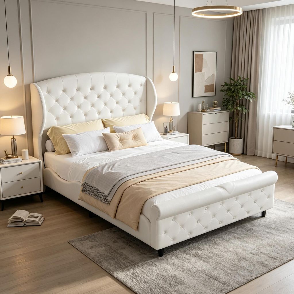 Letto imbottito INONEFT, 140 x 200 cm, letto matrimoniale, Immagine del prodotto 