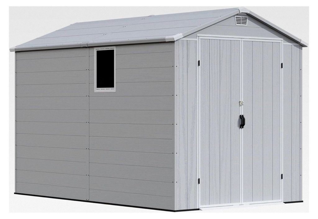 Gartenhaus 11,6 m³ aus Kunststoff, 185 x 300 x 210 cm, Gerätehaus mit Boden, Geräteschuppen, Fahrradschuppen mit abschließbarer Tür, wetterfes...