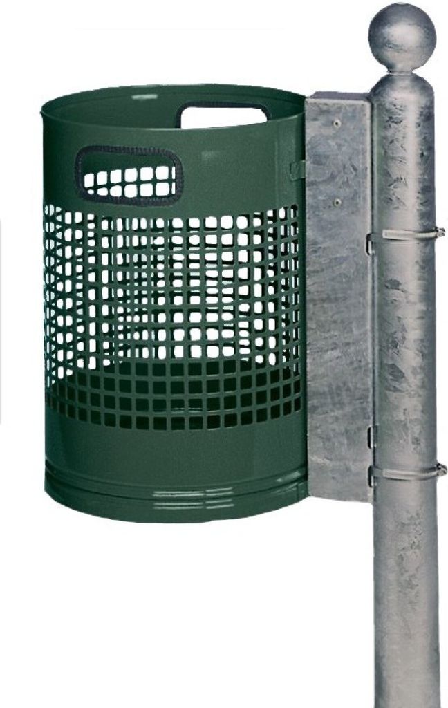 Abfallsammler zur Wand- oder Rohrbefestigung | 30 Liter, HxBxT 46x33x33cm | Verzinkter Stahl | Grün