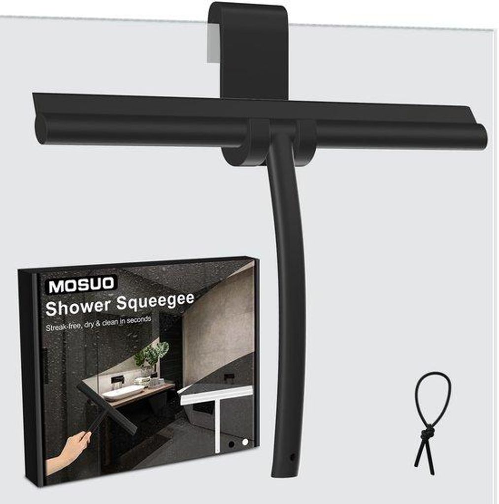 Silikon-Fensterwischer mit Halter, 28cm, schwarz, für Glasreinigung