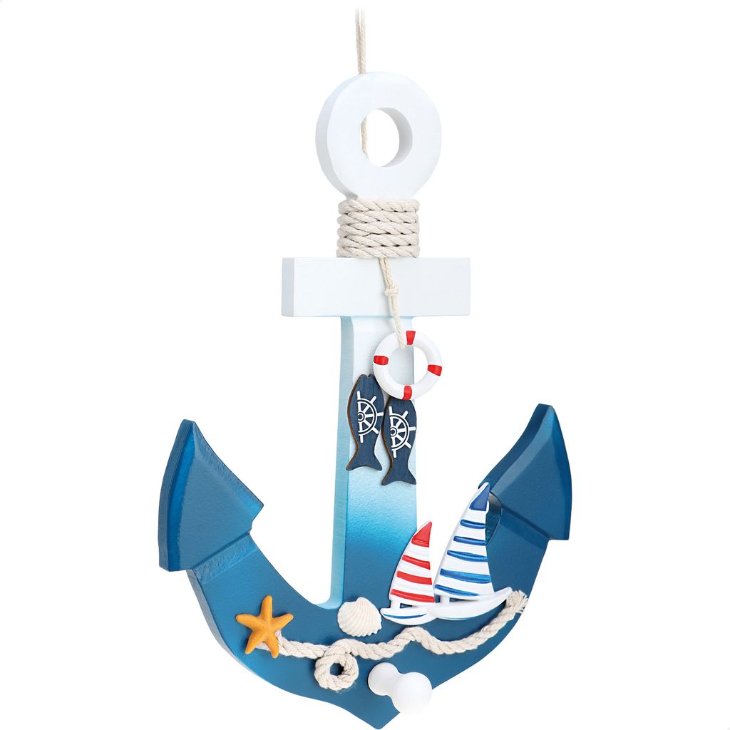 com-four Dekorativer Anker aus Holz - Schifffahrt Deko zum Aufhängen - Maritime Hängedeko für zu Hause