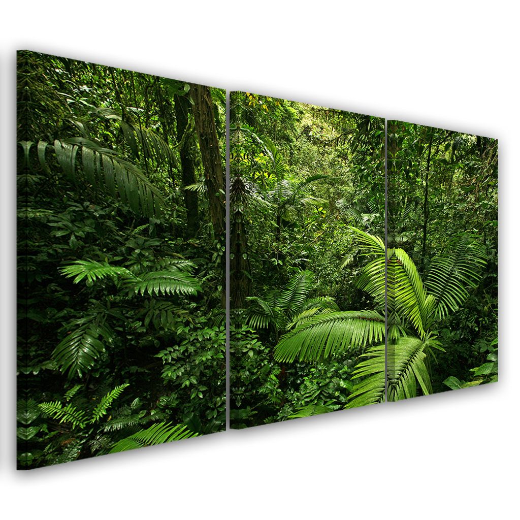 Triptychon auf leinwand grüne landschaften 150x100 cm Feeby grün wandbild bereit zum aufhängen