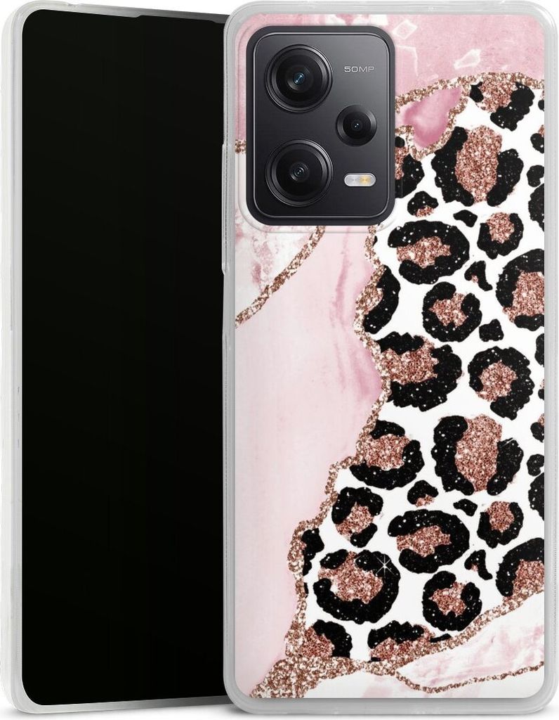DeinDesign Slim Hülle für Xiaomi Redmi Note 12 Pro 5G Silikon Case Ultra Dünn Handyhülle Glitzer Look Leopard Marmor