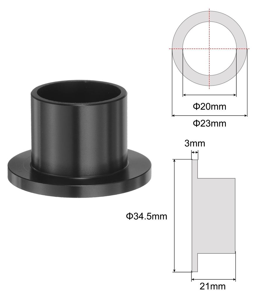 8 Stš¹ck Bundbuchsen aus Kunststoff 20mm Bohrung x 23mm Au?endurchmesser x 21mm L?nge Schwarze POM-Buchsen