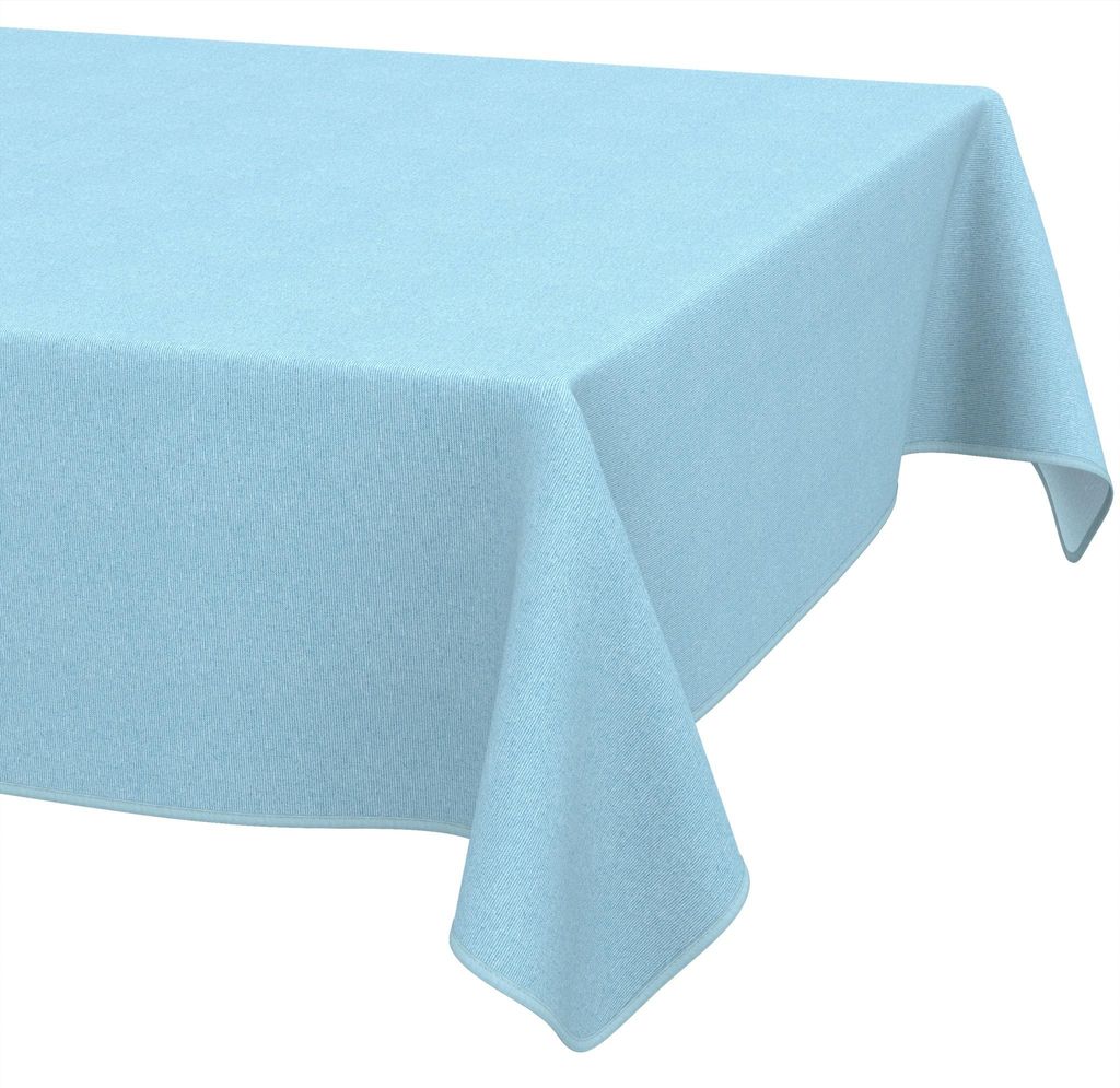 Tischdecke 140x160cm Rechteckig Hellblau DanceDirty abwaschbar Leinenoptik wetterfest Falschuni Modern mit Saumkante